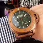 Perfect Replica Panerai Luminor Submersible 1950 3 Days Power Reserve Automatic Bronzo 47mm P.9002 Watch - PAM00507 Power Reserve Green Dial Brown Leather Strap